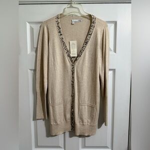 Eileen Fisher Organic Cotton & Cashmere Cardigan with Sequins - Medium - NWT